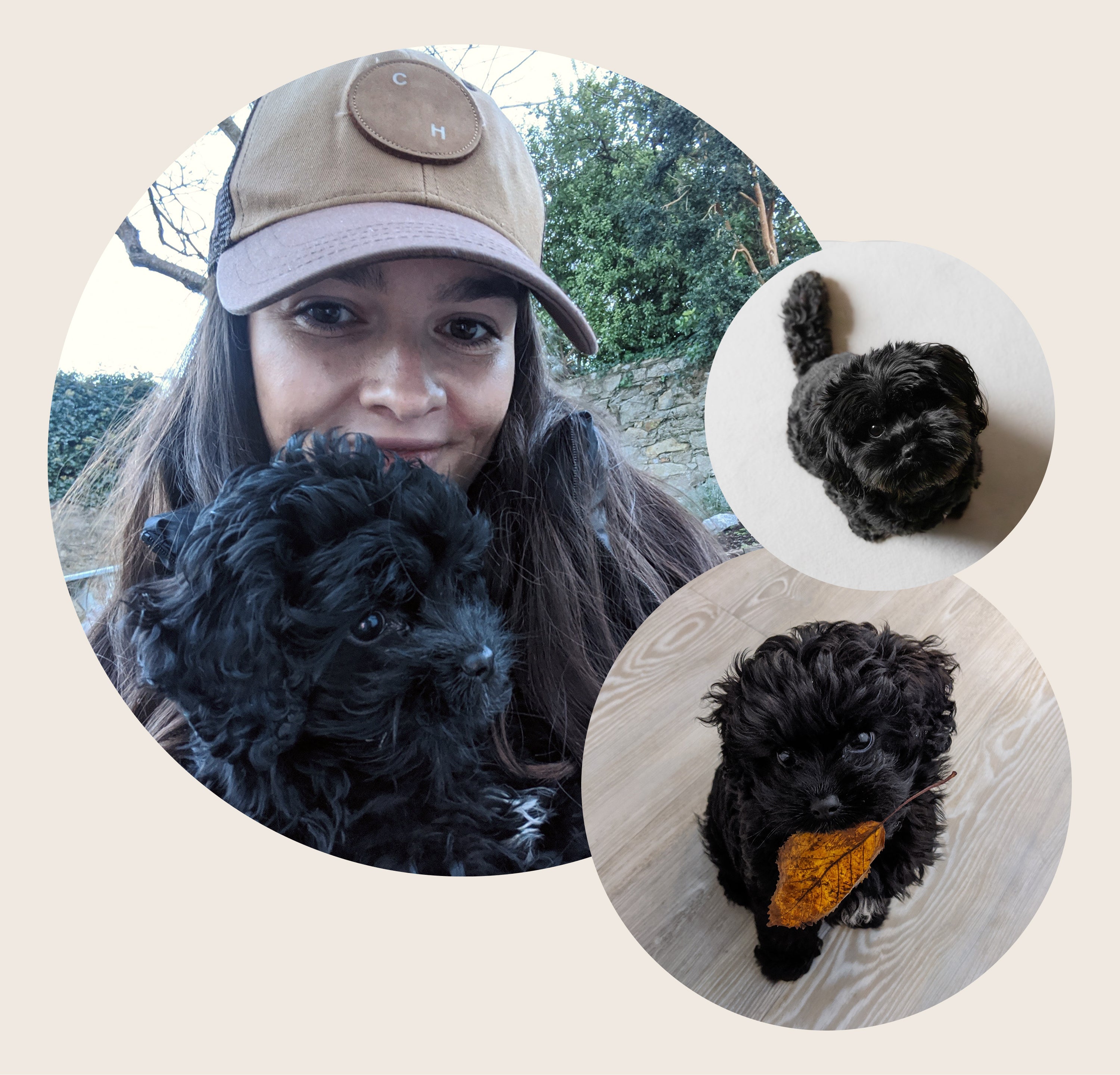 photo of the founder of Cleo Society and her dog Cleo
